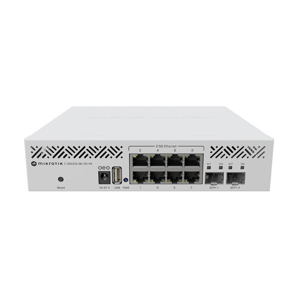 Router Switch: Mikrotik CRS310-8G+2S+IN Cloud Router Switch, 8x 2.5Gigabit Ethernet, 2x SFP+ , 800 MHz CPU, 512 MB RAM